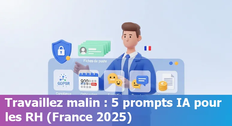 Professionnel RH utilisant des prompts d'IA conformes RGPD sur un ordinateur à Paris