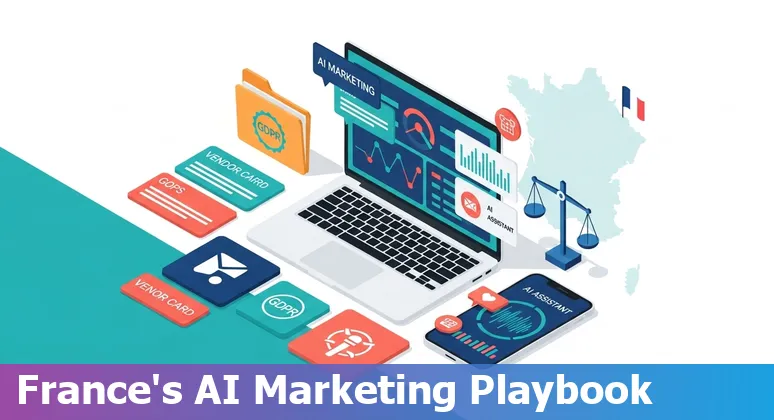 Marketing team using AI tools in France in 2025 — French marketers reviewing AI dashboards
