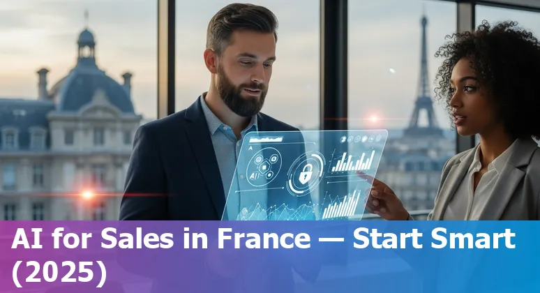 Sales professionals using AI tools at a 2025 meeting in France, illustrating AI for sales in France
