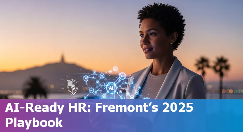 HR professional using AI dashboard in Fremont, California office, 2025