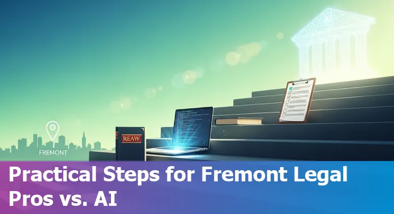 Fremont, California skyline with legal scales and AI circuit overlay — image for Fremont, California legal jobs and AI article