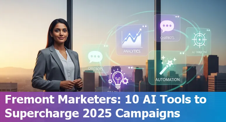 Marketing team using AI tools like GPT-4, Jasper AI, and Canva to create content for Fremont, California businesses.