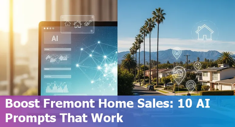Fremont California homes with AI icons representing property valuation, listings, and CRM automation