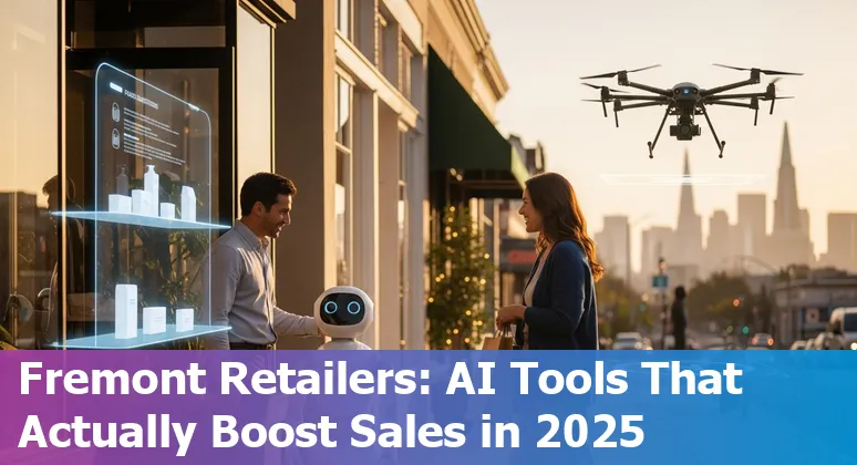 Retail associates using AI tools on mobile devices inside a Fremont, California store in 2025, showing personalization and analytics.