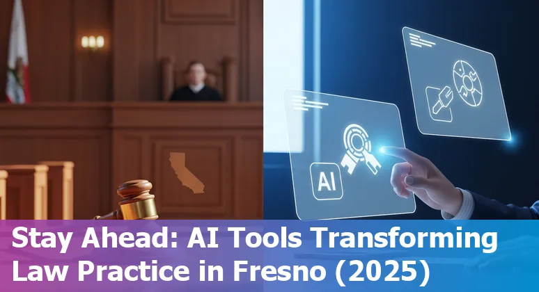 Fresno attorney using AI tools on laptop: Spellbook, CoCounsel, Lex Machina, Relativity icons visible on screen
