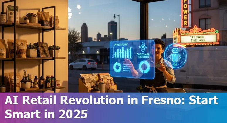 Retail store shelf with AI analytics overlay in Fresno, California, US