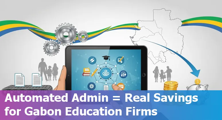 Illustration of AI streamlining education administration and smart assessments for Gabon schools, Gabon, GA