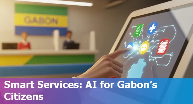 Illustration of AI assisting Gabon government services and infrastructure