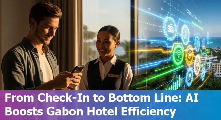 Hotel operations dashboard showing AI-driven optimizations in Gabon