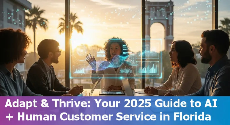 Gainesville, Florida customer service agent working with AI co-pilot on screen in 2025