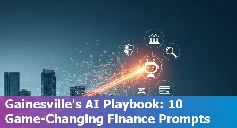 Gainesville financial officers discussing AI prompts and use cases on a laptop with local map.