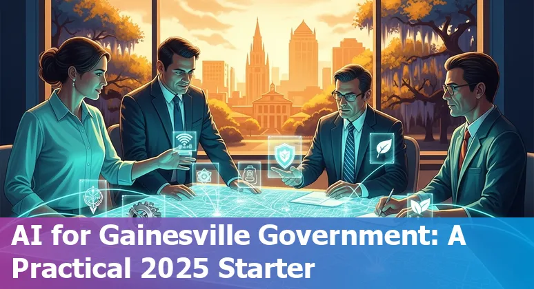 City of Gainesville, Florida government employees using AI tools in 2025 with UF HiPerGator and AutoReview.ai in the background