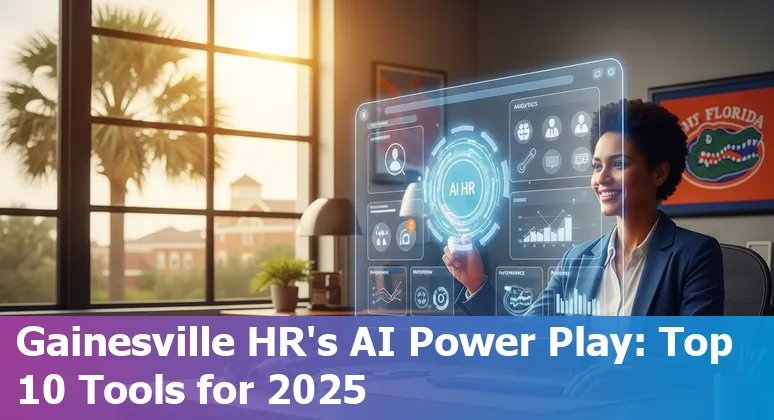 Gainesville HR professionals evaluating AI recruiting tools with University of Florida campus in background