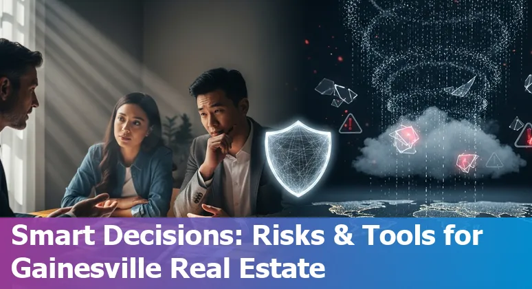 Gainesville, Florida real estate and AI concepts overlaid on a map of Gainesville, Florida