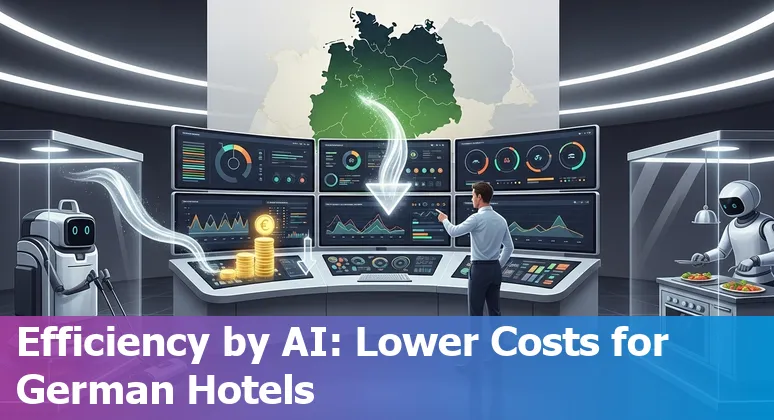 Hotel staff using an AI dashboard to cut costs and improve efficiency at a hotel in Germany