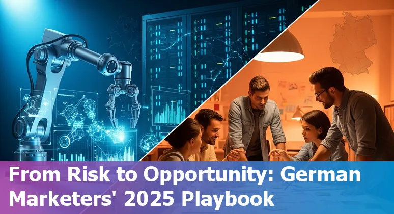 Marketing team in Germany using AI tools in 2025 — illustration of German marketers adapting to AI