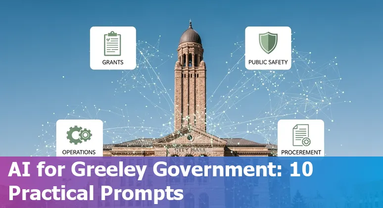City of Greeley municipal staff using AI prompts for grants and procurement, with Colorado state guidance on screen.