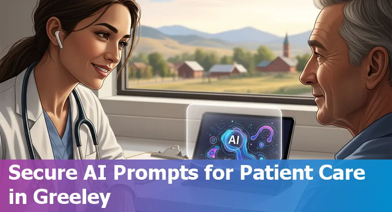 Healthcare AI in Greeley, Colorado: doctors, telehealth, and AI tools like Ada, Dax Copilot, Butterfly Network represented.