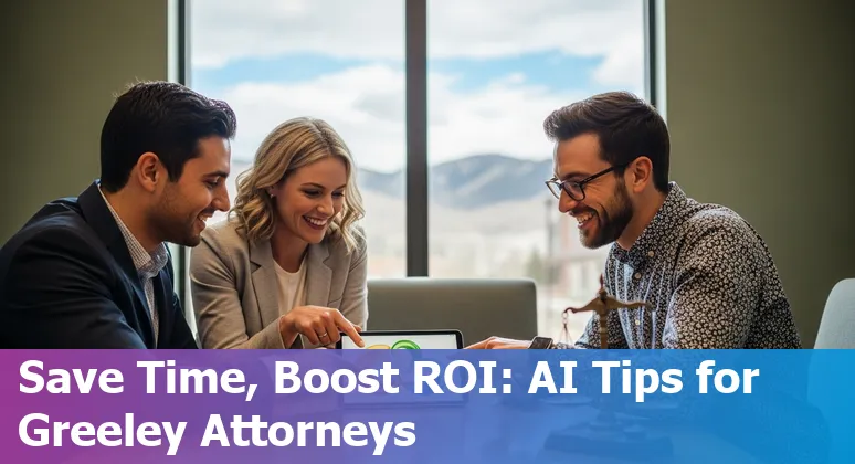 Greeley lawyer using AI prompts on a laptop with Colorado map overlay