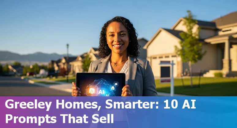 Agent using AI tools on a laptop to generate Greeley, Colorado property listings and valuations.