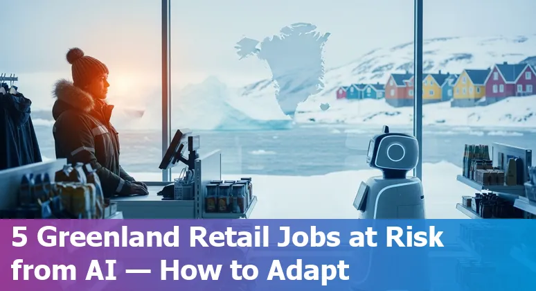 Greenland retail workers learning POS, inventory and AI-adaptation skills in a small shop setting.