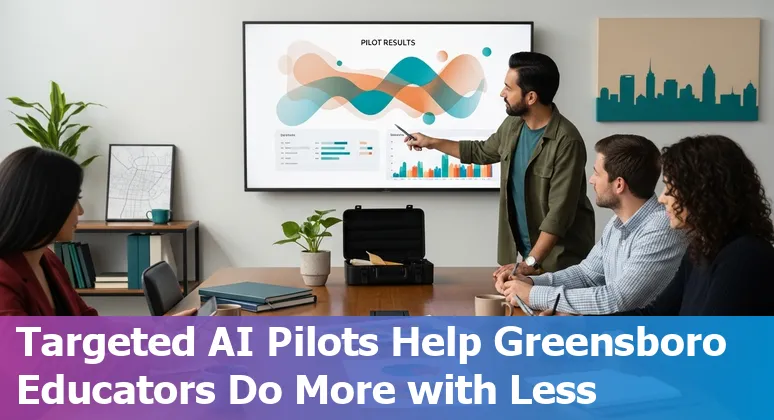 Greensboro, North Carolina education AI chatbot assisting students at a university help desk