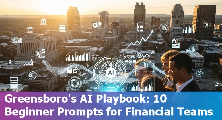 Bank employee using AI chatbot and UNCG campus in Greensboro for financial services AI adoption
