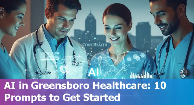 Healthcare workers and AI dashboard showing medical imaging, alerts, and patient messages in Greensboro, NC
