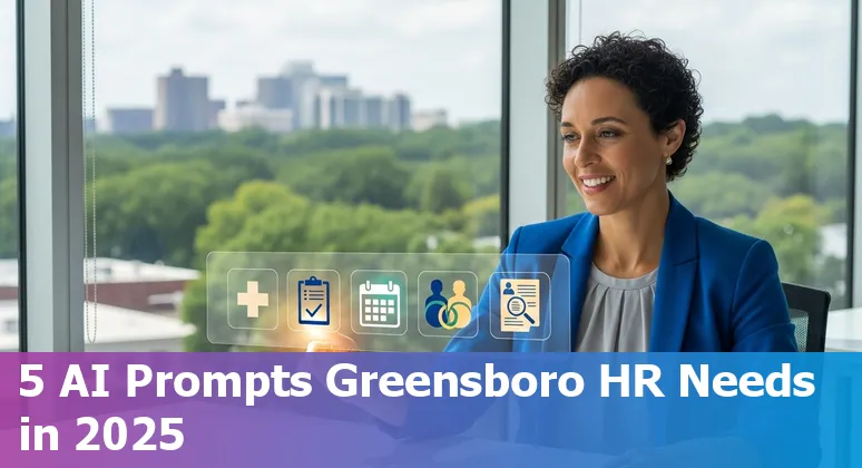 HR professional using AI prompts on laptop for Greensboro office HR tasks