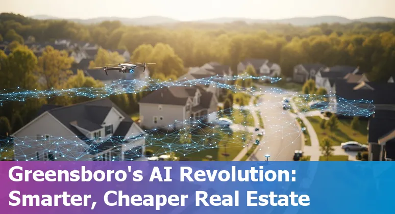 Real estate agent using AI tools and drone for a Greensboro, North Carolina property inspection