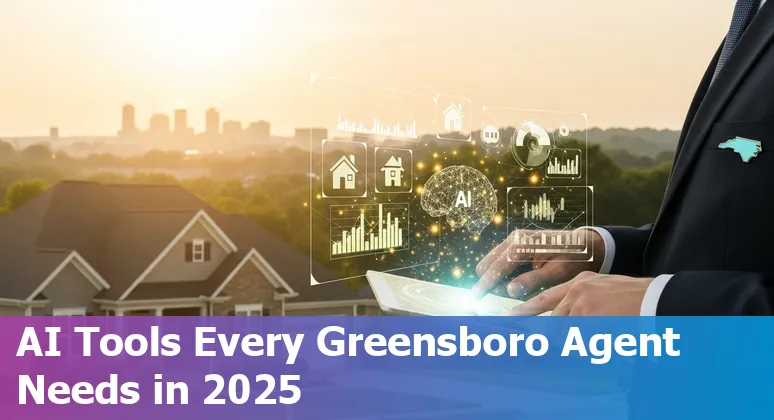 Greensboro, North Carolina real estate agent using AI tools on a tablet while touring a Greensboro, NC home