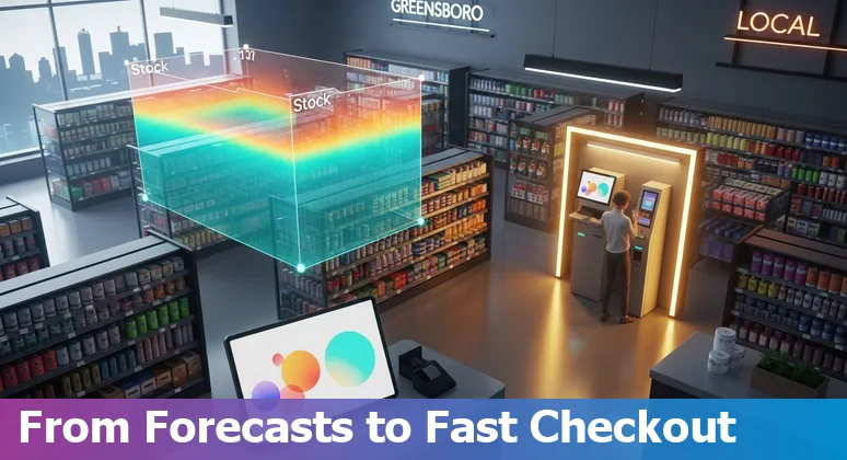 Retail employees using AI-enabled RFID scanners in a Greensboro, North Carolina store to track inventory and cut costs