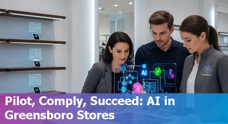 Greensboro, North Carolina retail store using AI tools and signage, 2025