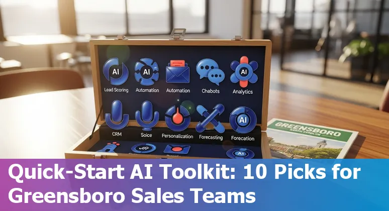 Greensboro sales professional using AI tools on laptop with Elliott University Center in background