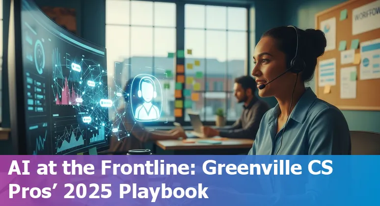 Greenville North Carolina customer service professional using AI assistant with NC Medicaid and local DSS resources on screen.