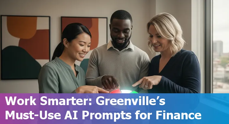 Finance professional in Greenville using AI prompts to refresh forecasts, reconcile QuickBooks, and draft investor updates on a laptop.