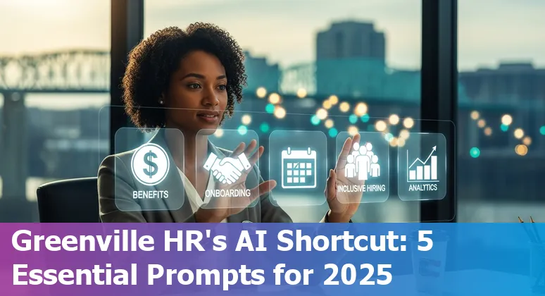HR professional in Greenville using AI on a laptop to draft benefits and onboarding messages.