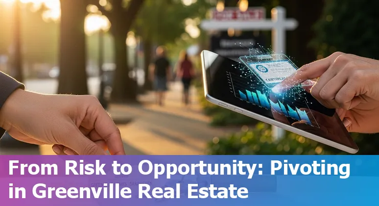 Greenville skyline with icons for real estate jobs and AI overlay