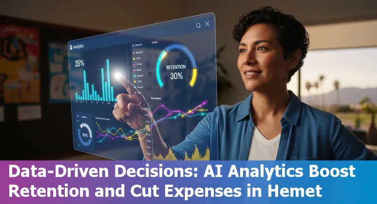 Hemet, California education staff using AI tools on laptop—automation and analytics for cost savings in Hemet, CA