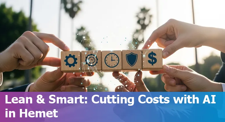 Financial services AI implementation meeting in Hemet, California: team reviewing fraud-detection dashboard and automation roadmap