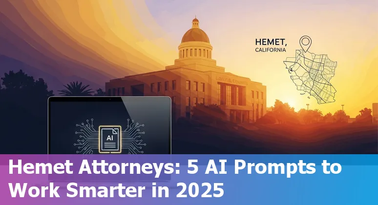 Hemet attorney using AI on a laptop with California map and legal documents on screen