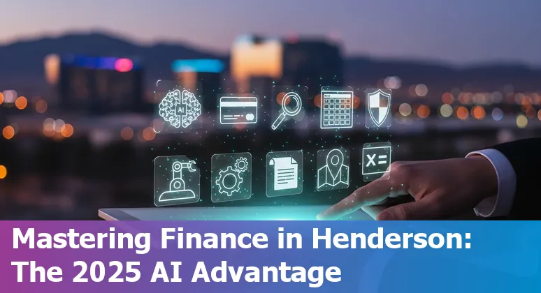 Collage of finance professionals in Henderson using AI tools like Arya.ai, Zest AI, AlphaSense on laptops