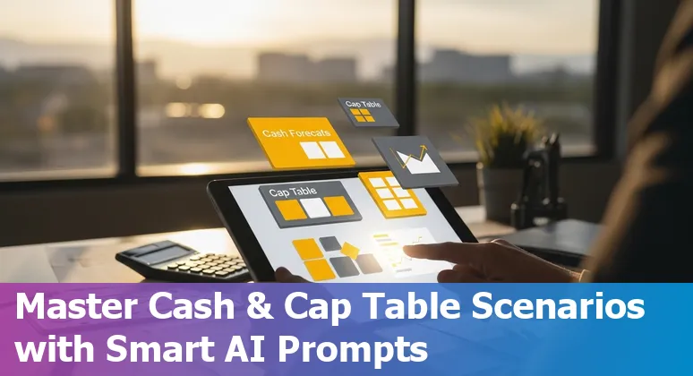 Finance professional in Henderson, Nevada using AI prompts on a laptop to update forecasts and AR aging reports.