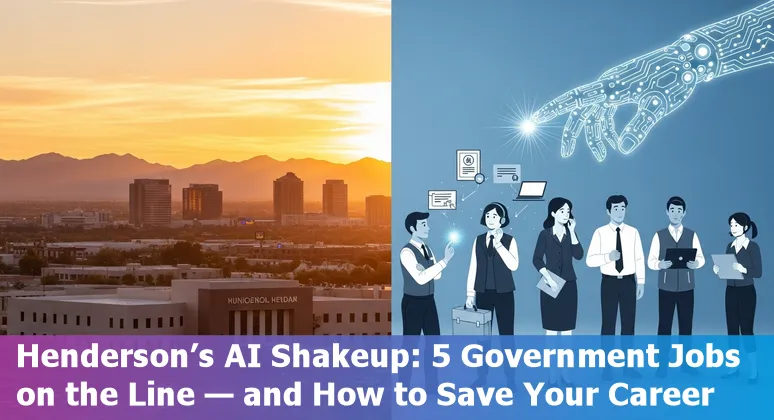 Henderson municipal workers with AI icons: customer service, communications, permits, translators, data analyst.