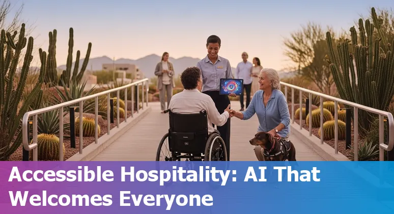 Hotel front desk staff using AI voice assistant on a tablet for bookings and guest preferences in Henderson, Nevada.