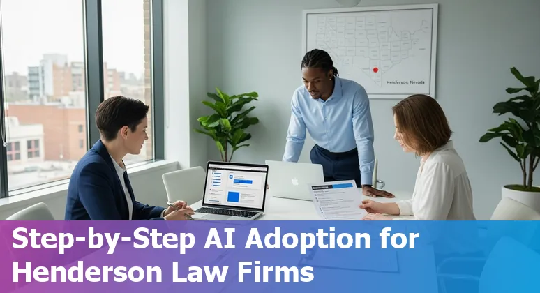 Lawyer using AI tools in Henderson, Nevada office — laptop screen showing legal AI dashboard in Henderson, Nevada.