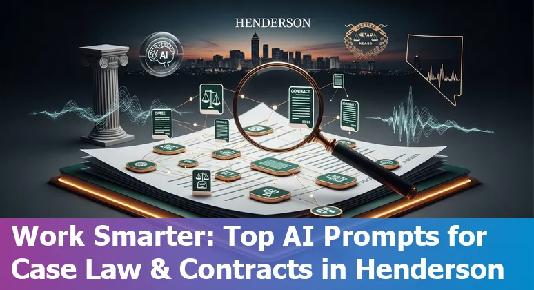 Henderson lawyer using AI on laptop with legal documents, checklist and citation table on screen