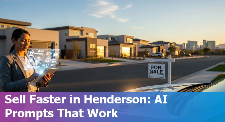 Real estate agent using AI tools on a laptop to create virtual tours and listing descriptions for Henderson, Nevada homes.