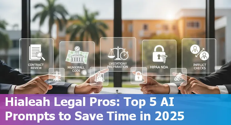 Attorney in Hialeah using AI tools on a laptop with Miami skyline visible
