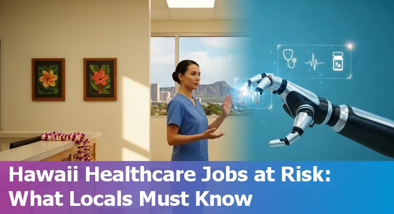Healthcare workers in Honolulu adapting to AI: nurses, radiology tech, and digital tools with Diamond Head skyline in background